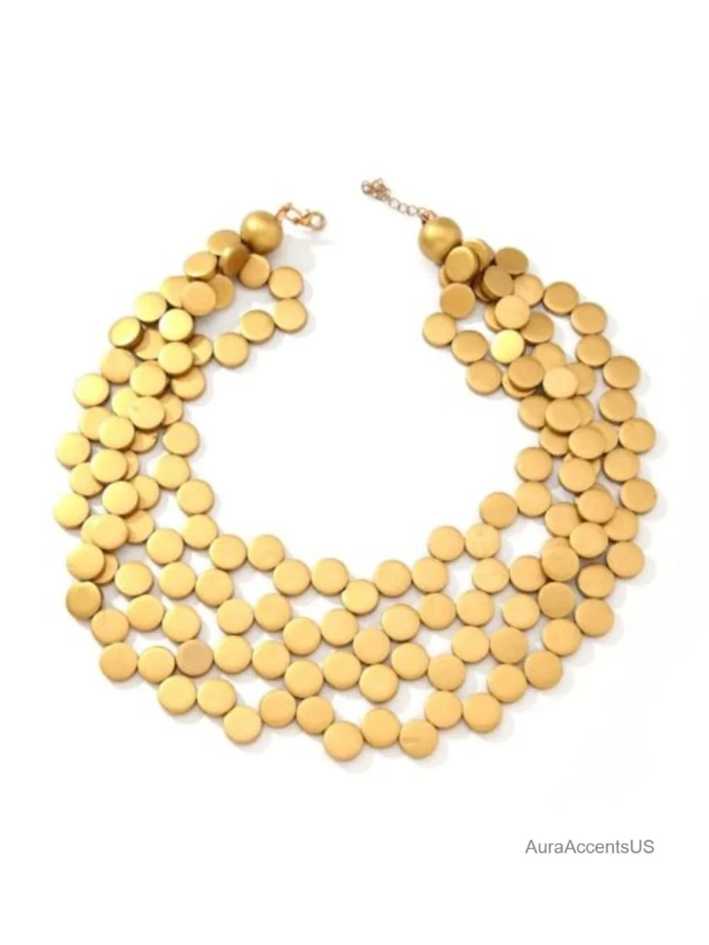Wooden Multi-Layer Geometric Disc Tassel Necklace Adjustable Statement Chain